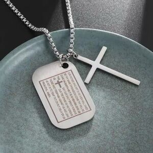 NWT Our Father Dog Tags and Cross